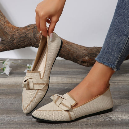 Pointed-Toe Loafers with Bow Detail