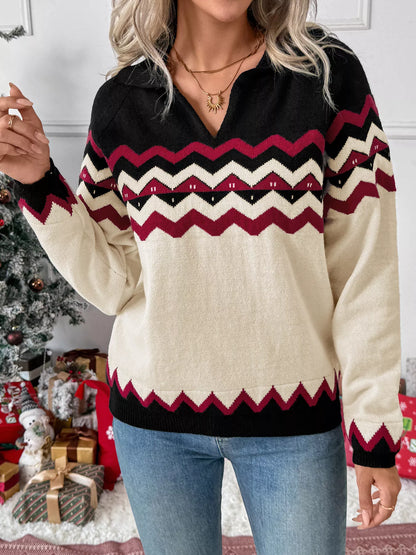 Chevron Pattern Long Sleeve Sweater