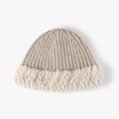 Fuzzy Hem Knit Hat Dust Storm One Size