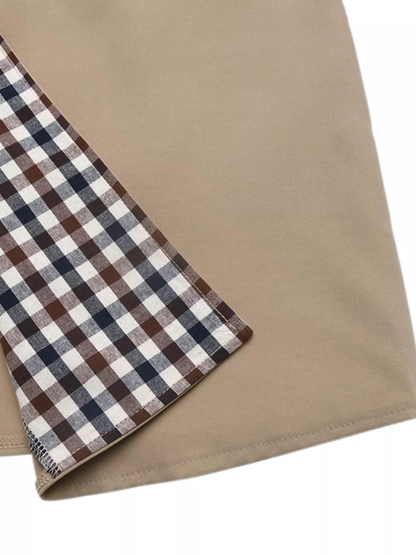 Checkered Lining Button Up Trench Coat