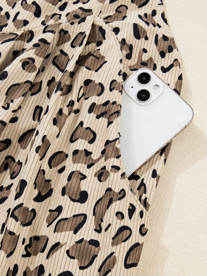 Leopard Bib Wide Leg Jumpsuit