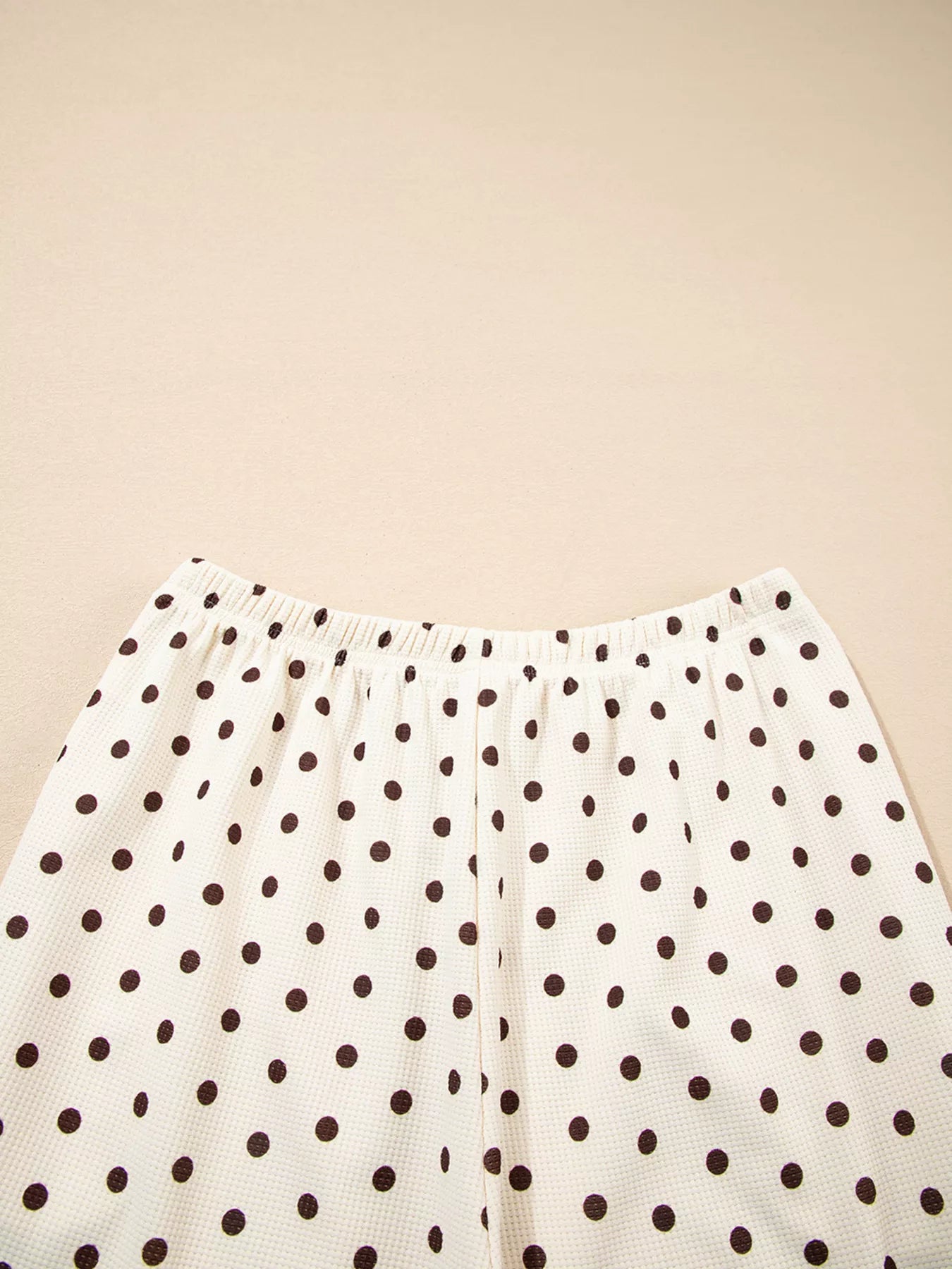 Polka Dot Notched Long Sleeve Top and Drawstring Joggers Lounge Set