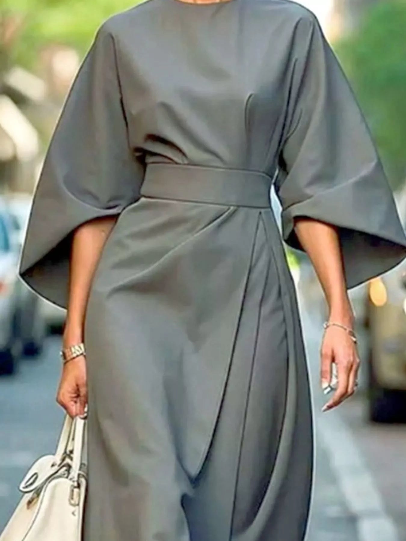 Round Neck 3/4 Sleeve Dress