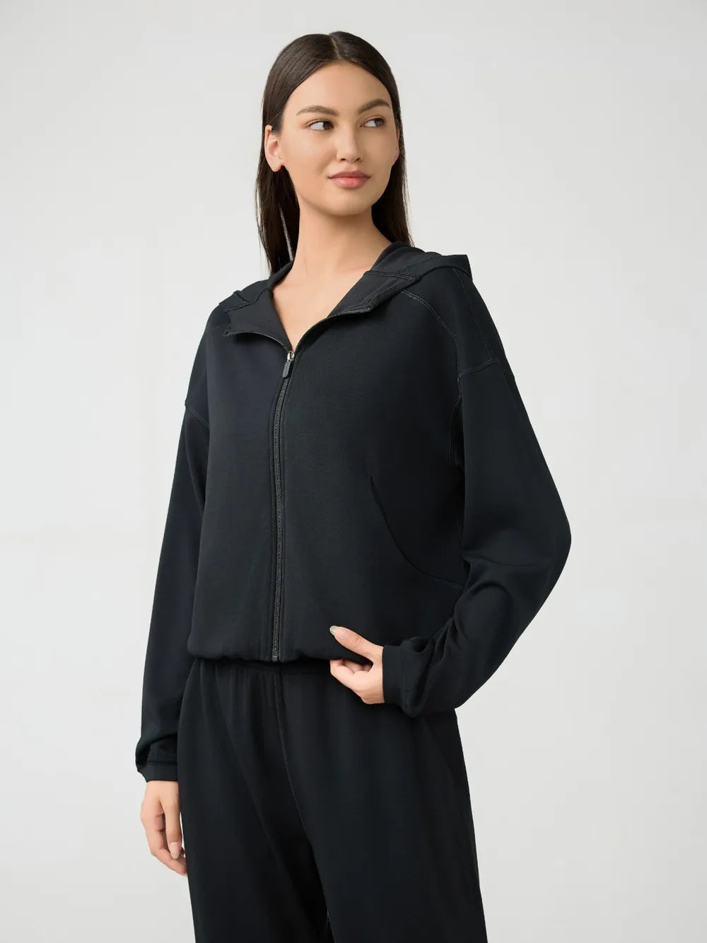 Millennia Zip Up Dropped Shouder Active Hooded