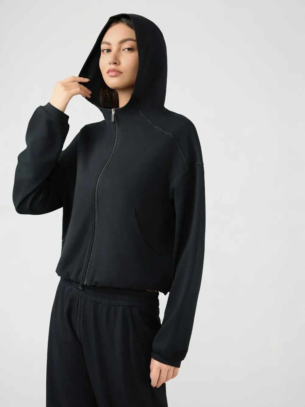 Millennia Zip Up Dropped Shouder Active Hooded