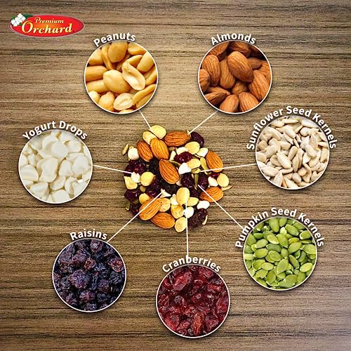 YOGURT TRAIL MIX BY PREMIUM ORCHARD - Seeds, Yogurt, Fruit and Nuts Mix - Trail Mix Bulk Blend of Mixed Nuts & Dried Fruit - Healthy Snacks, High Plant Protein, Non-GMO, 20z