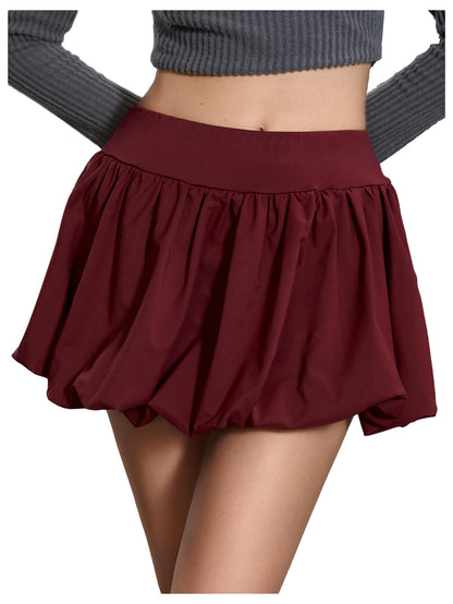 Bubble Skirt - Bubble Skort with Shorts Underneath - High Waisted Y2K Skirt Shorts for Women Rusty Rose