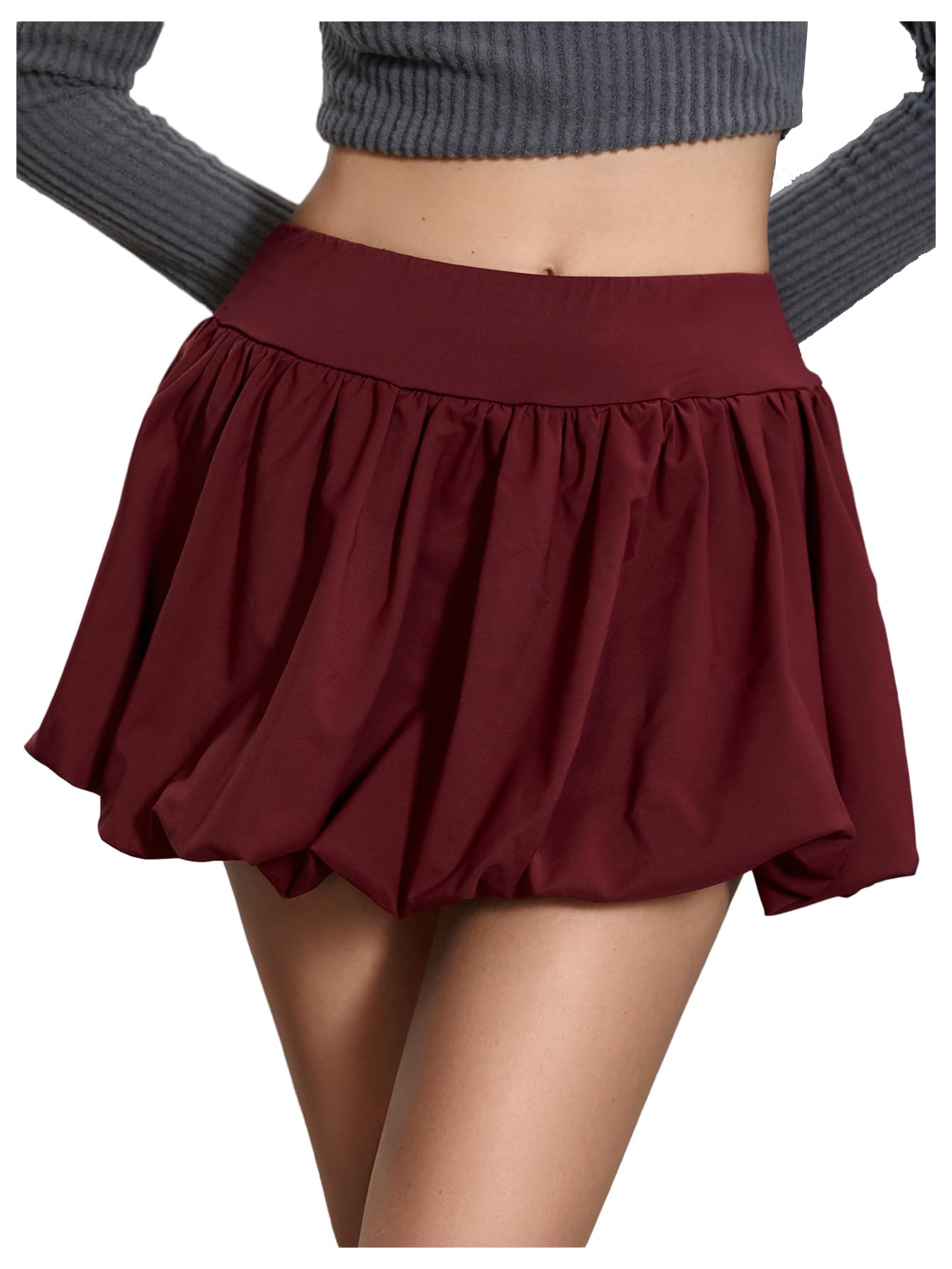 Bubble Skirt - Bubble Skort with Shorts Underneath - High Waisted Y2K Skirt Shorts for Women Rusty Rose