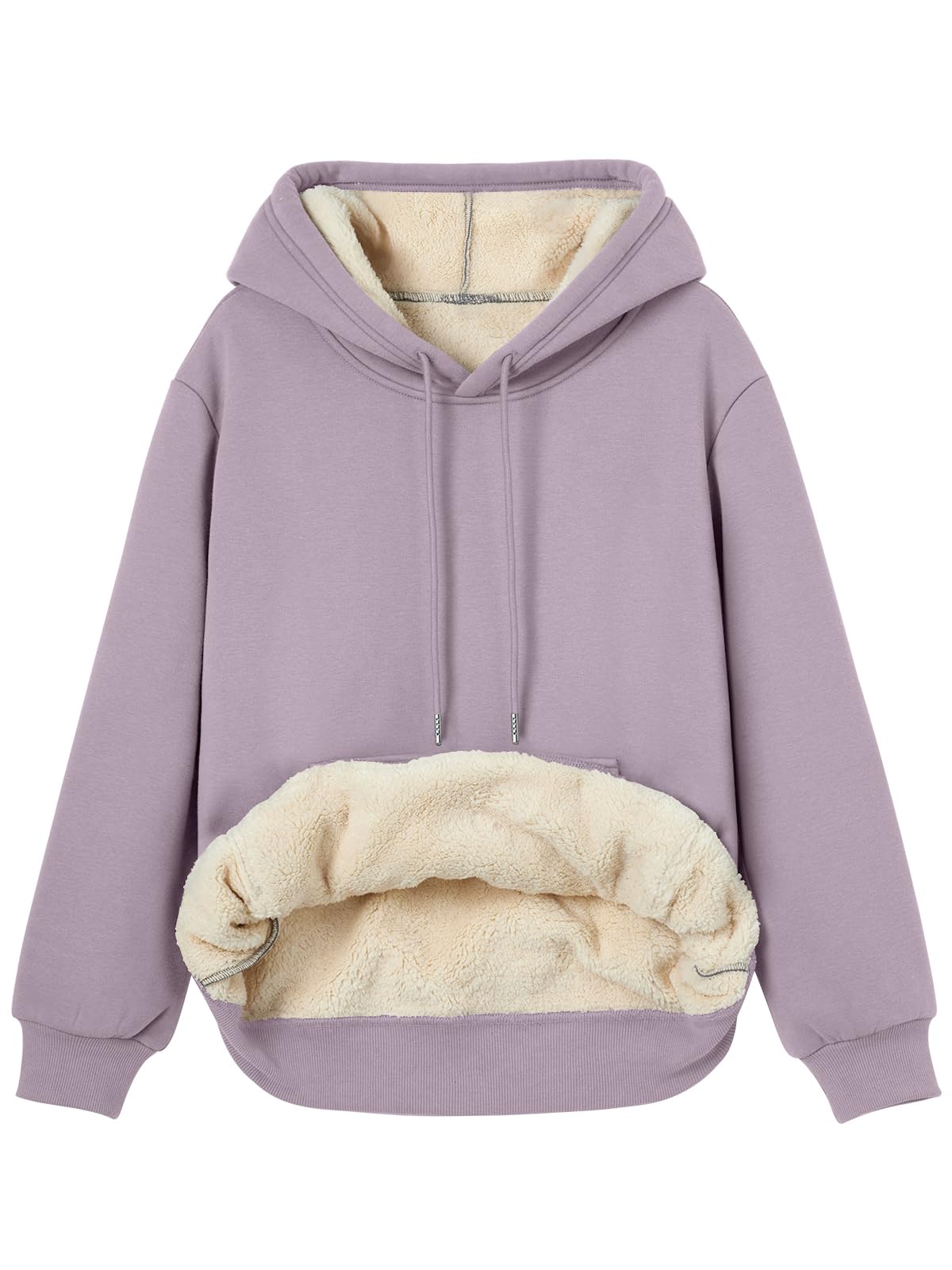 Women's Winter Fleece Sherpa Lined Hoodie - Warm Pullover Sweatshirt Purple