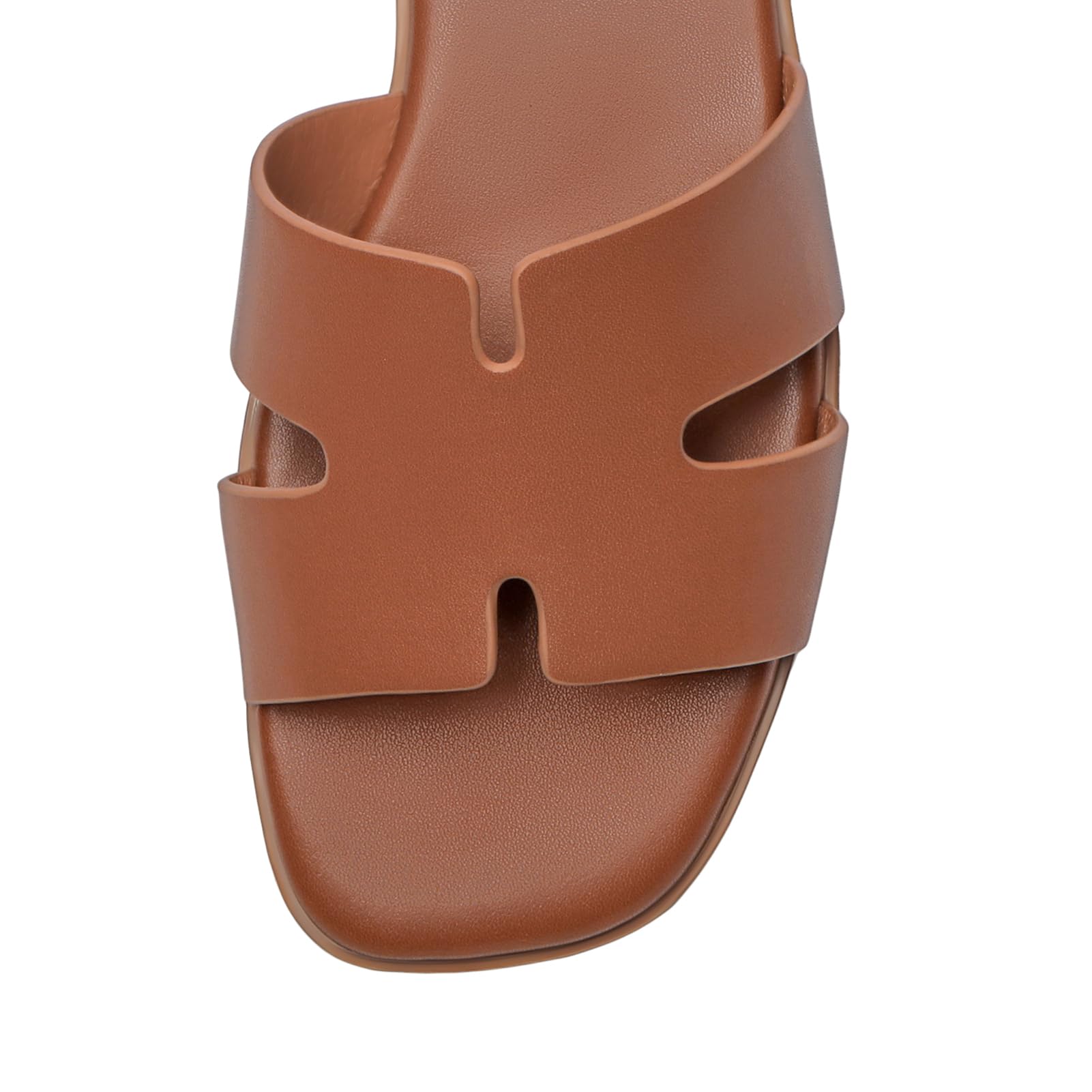 Women's Dressy Flat Sandals - Comfortable Slip On Leather Slide Sandals