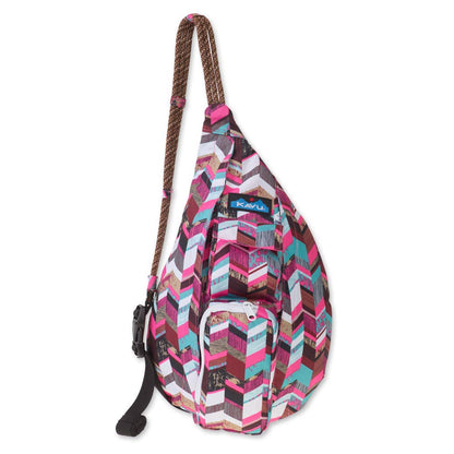 Mini Rope Sling Pack Adjustable Crossbody Bag for Women One Size Sunset Blocks