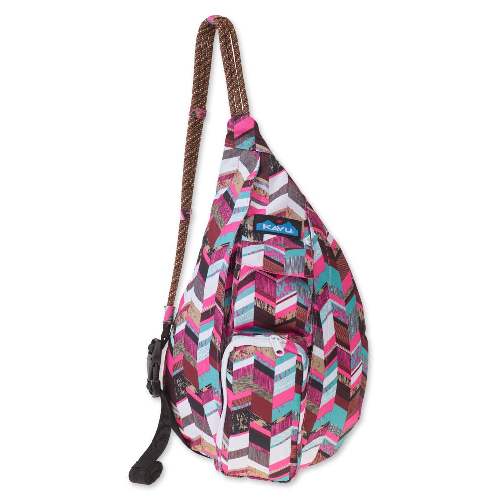 Mini Rope Sling Pack Adjustable Crossbody Bag for Women One Size Sunset Blocks