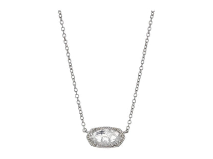Kendra Scott Elisa Pendant Necklace - 14k Gold Plated Delicate Fashion Jewelry for Women RHODIUM - CRYSTAL