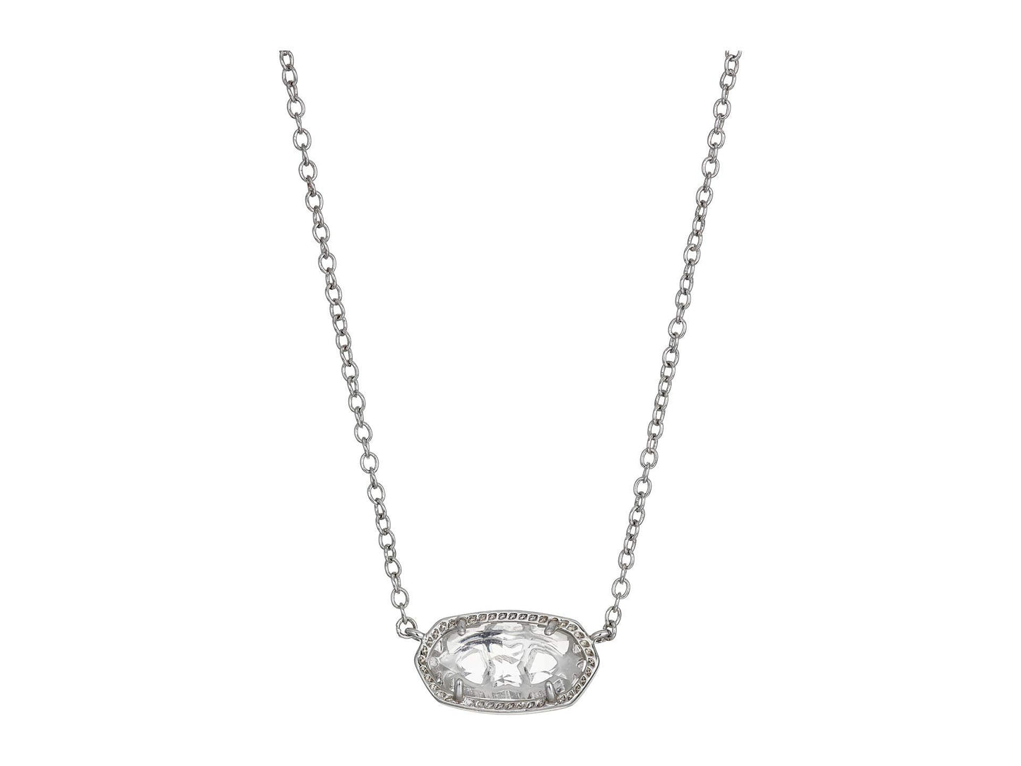 Kendra Scott Elisa Pendant Necklace - 14k Gold Plated Delicate Fashion Jewelry for Women RHODIUM - CRYSTAL