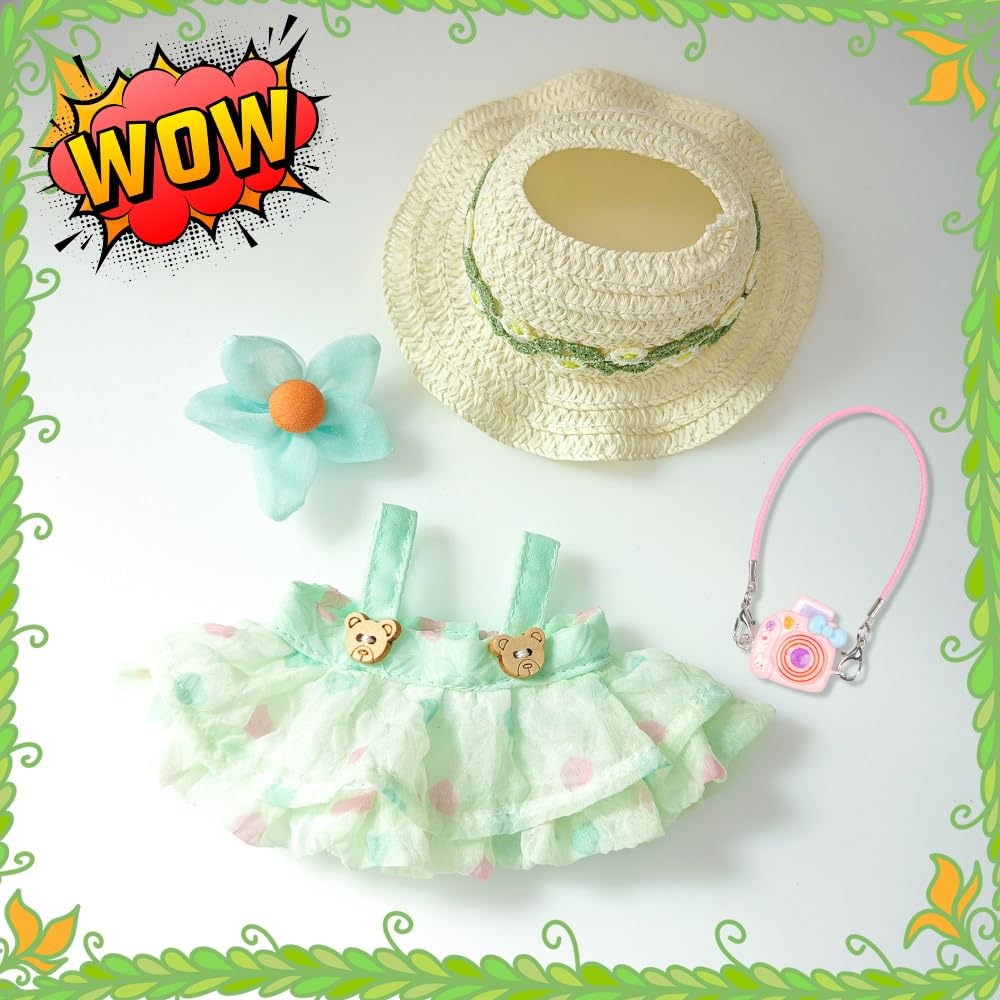 4 Piece Doll Clothes Set for 15cm-17cm Dolls - Outfit with Overalls Hat & Bag