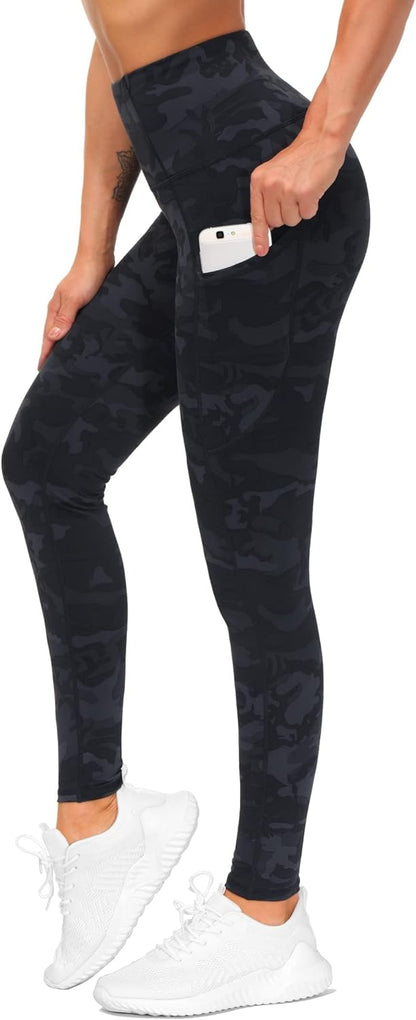 Women's High Waisted Yoga Leggings with Pockets - Thick Tummy Control Workout Pants