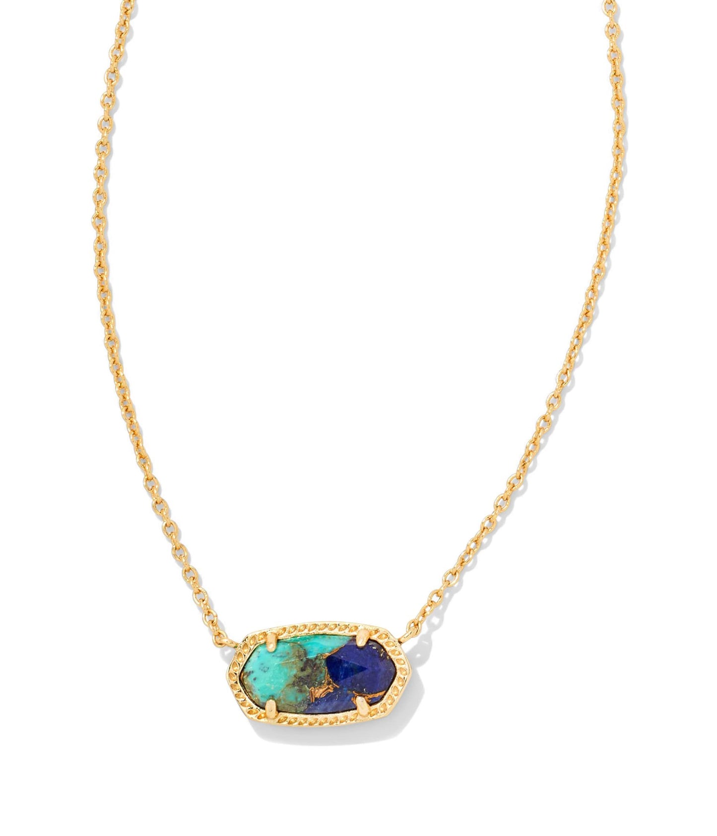 Kendra Scott Elisa Pendant Necklace - 14k Gold Plated Delicate Fashion Jewelry for Women Gold Bronze Veined Lapis Turquoise Magnesite