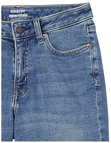 Amazon Essentials Women's Mid-Rise Stretchy Slim Fit Denim Bermuda Shorts with Pockets, Medium Wash, 14