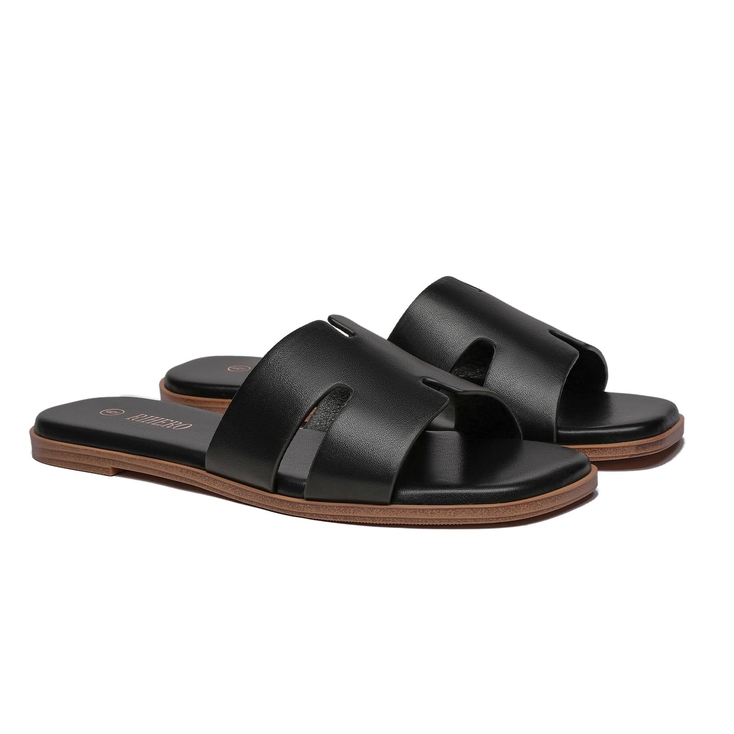 Women's Dressy Flat Sandals - Comfortable Slip On Leather Slide Sandals