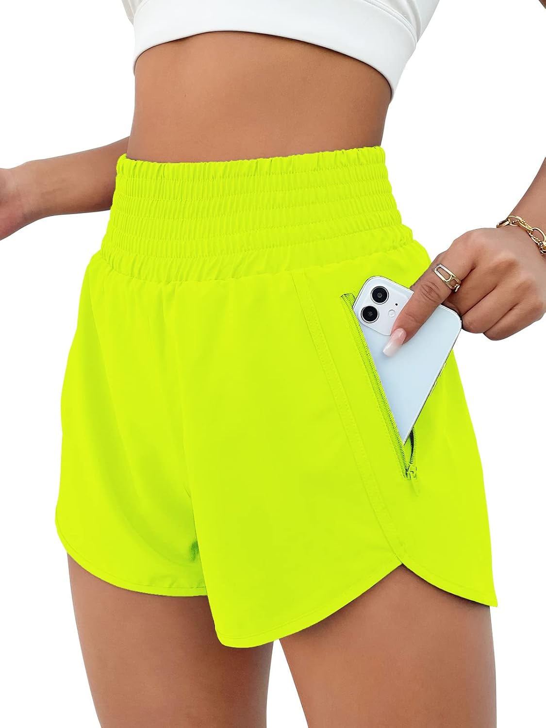 High Waisted Athletic Shorts Women Running Workout Shorts with Pockets Gym Sporty