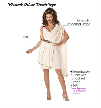 Classic Toga Costume - Deluxe Women's Roman Outfit Lady Ros Classic Toga Costume - Deluxe Women's Roman Outfit Lady Ros