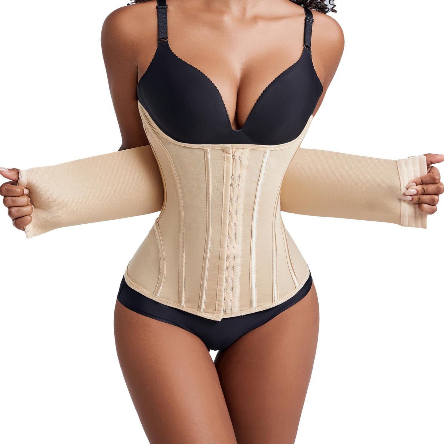 Women's Waist Trainer Body Shaper - Tummy Control Shapewear with Steel Bones Beige