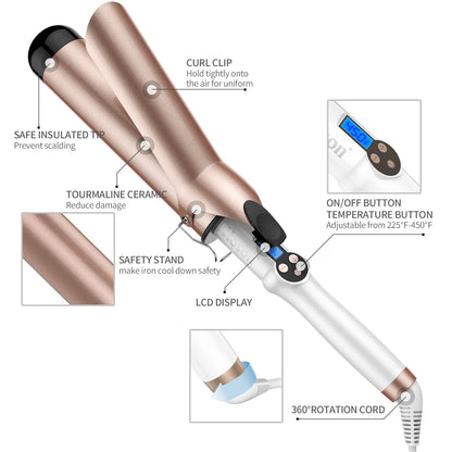 Professional Ceramic Tourmaline Curling Iron 3/4 Inch - Hair Curler with Heat Protection