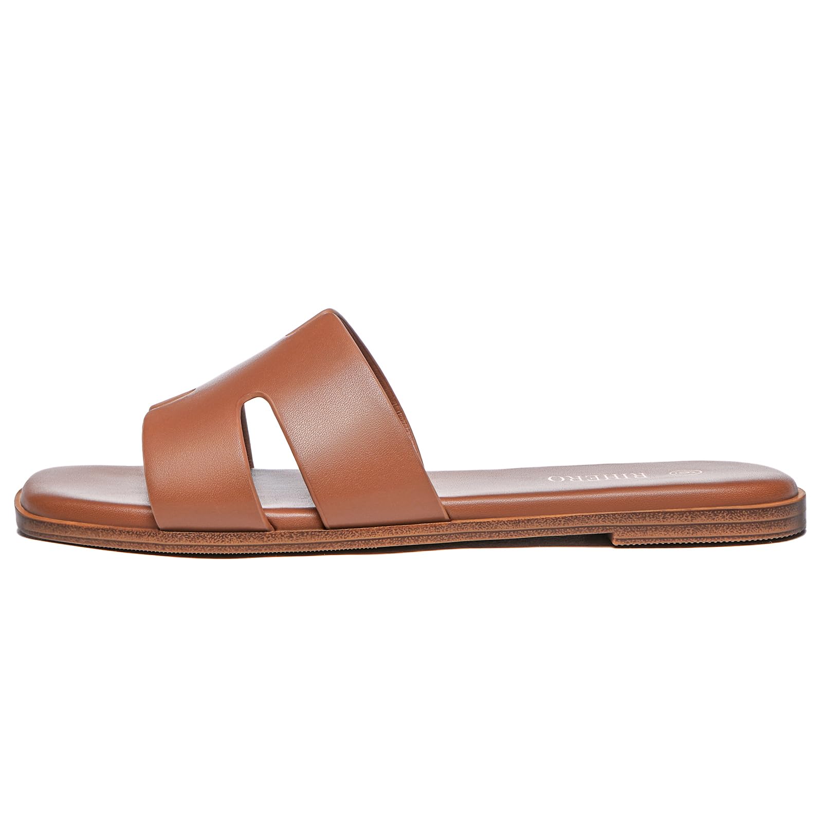 Women's Dressy Flat Sandals - Comfortable Slip On Leather Slide Sandals