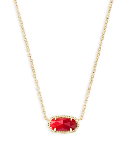 Kendra Scott Elisa Pendant Necklace - 14k Gold Plated Delicate Fashion Jewelry for Women GOLD - BRIGHT RED