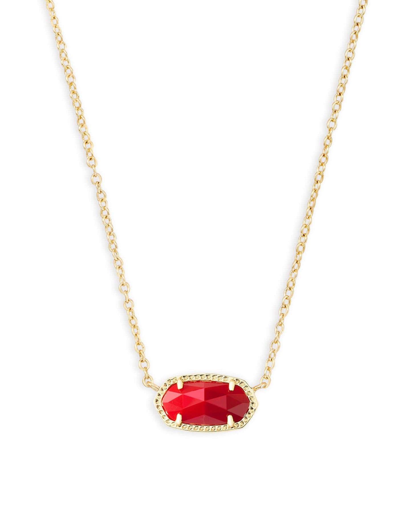 Kendra Scott Elisa Pendant Necklace - 14k Gold Plated Delicate Fashion Jewelry for Women GOLD - BRIGHT RED