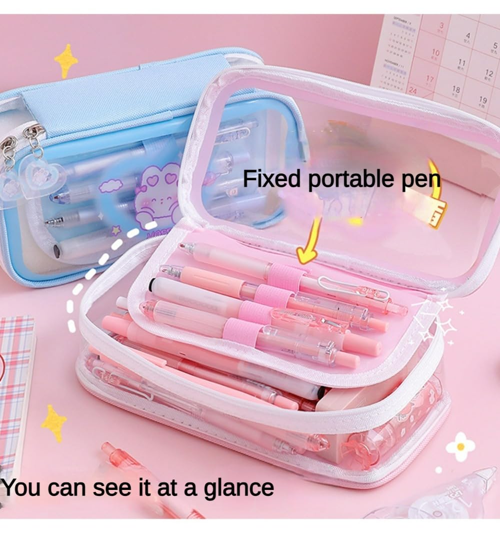 Cute Kawaii Pencil Case - Large Capacity Multilayer Rabbit Design Pen Pouch Gift