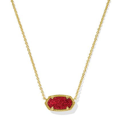 Kendra Scott Elisa Pendant Necklace - 14k Gold Plated Delicate Fashion Jewelry for Women GOLD - BRIGHT RED DRUSY