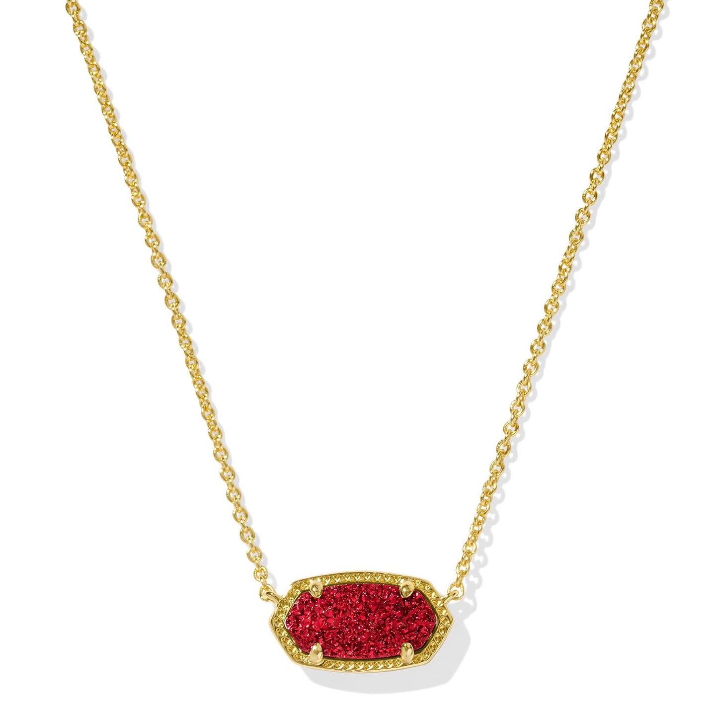 Kendra Scott Elisa Pendant Necklace - 14k Gold Plated Delicate Fashion Jewelry for Women GOLD - BRIGHT RED DRUSY