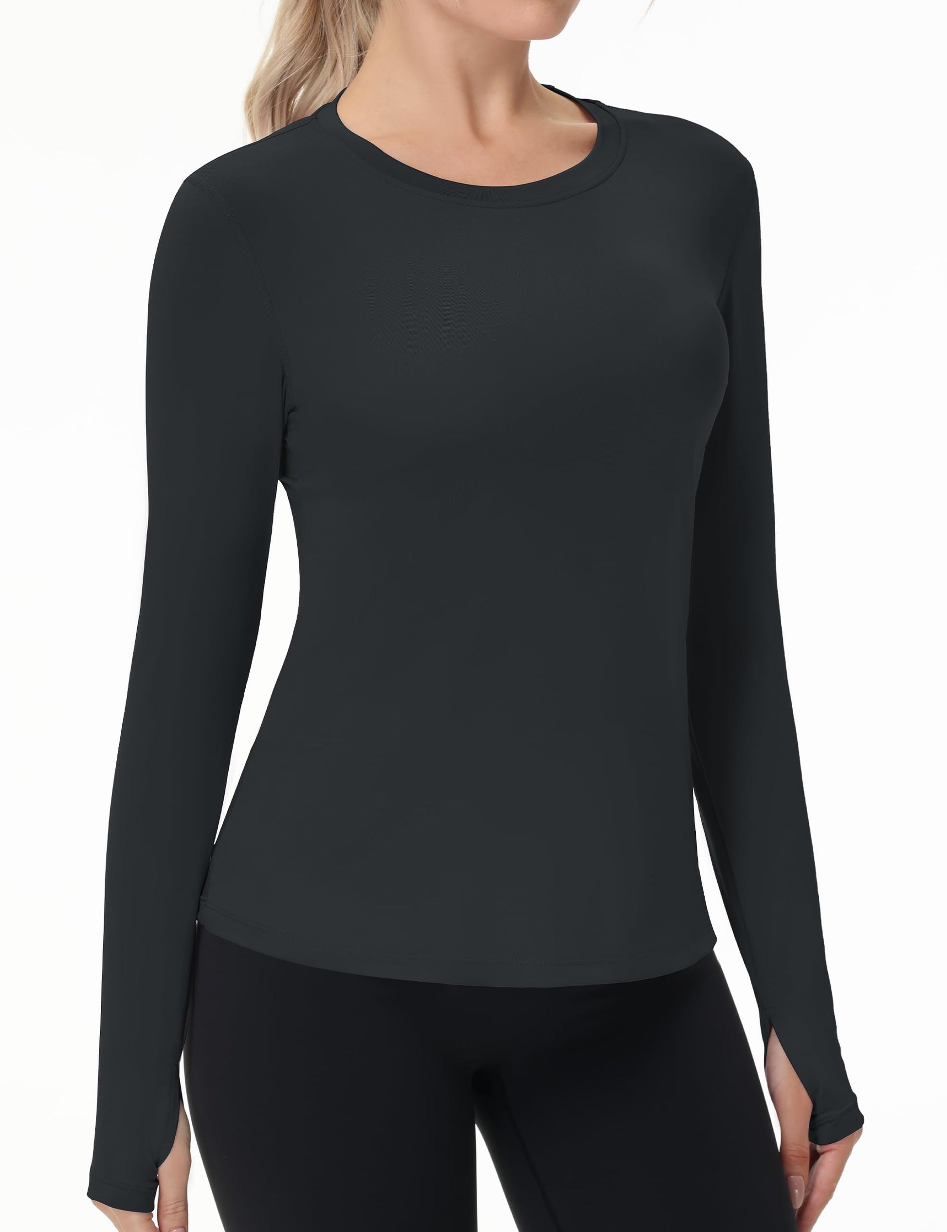 Women's UPF 50+ Sun Protection Long Sleeve Shirt - Athletic Rash Guard with Thumb Holes