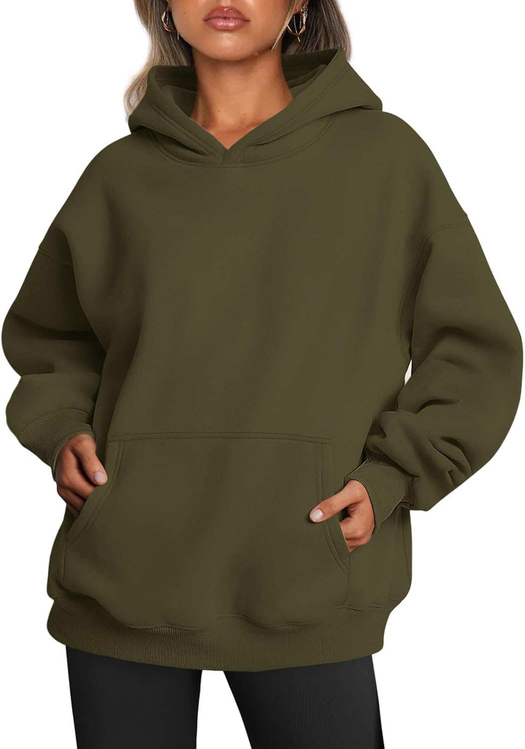 Women's Oversized Hoodie Fleece Pullover Sweatshirt Winter Sweater Army Green