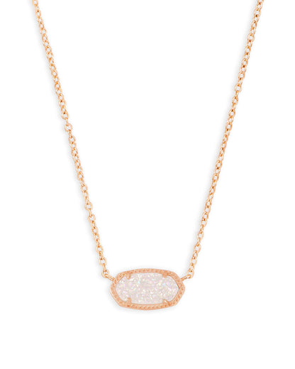Kendra Scott Elisa Pendant Necklace - 14k Gold Plated Delicate Fashion Jewelry for Women ROSE GOLD - IRIDESCENT DRUSY