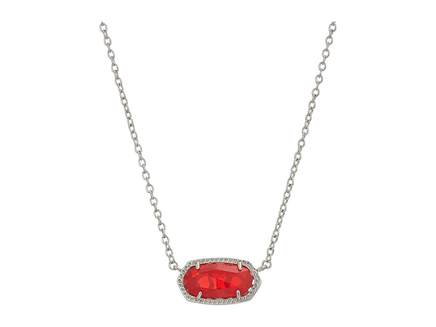 Kendra Scott Elisa Pendant Necklace - 14k Gold Plated Delicate Fashion Jewelry for Women RHODIUM - RUBY RED