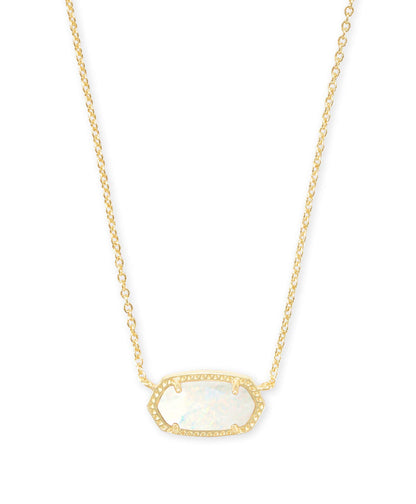 Kendra Scott Elisa Pendant Necklace - 14k Gold Plated Delicate Fashion Jewelry for Women GOLD - WHITE OPAL