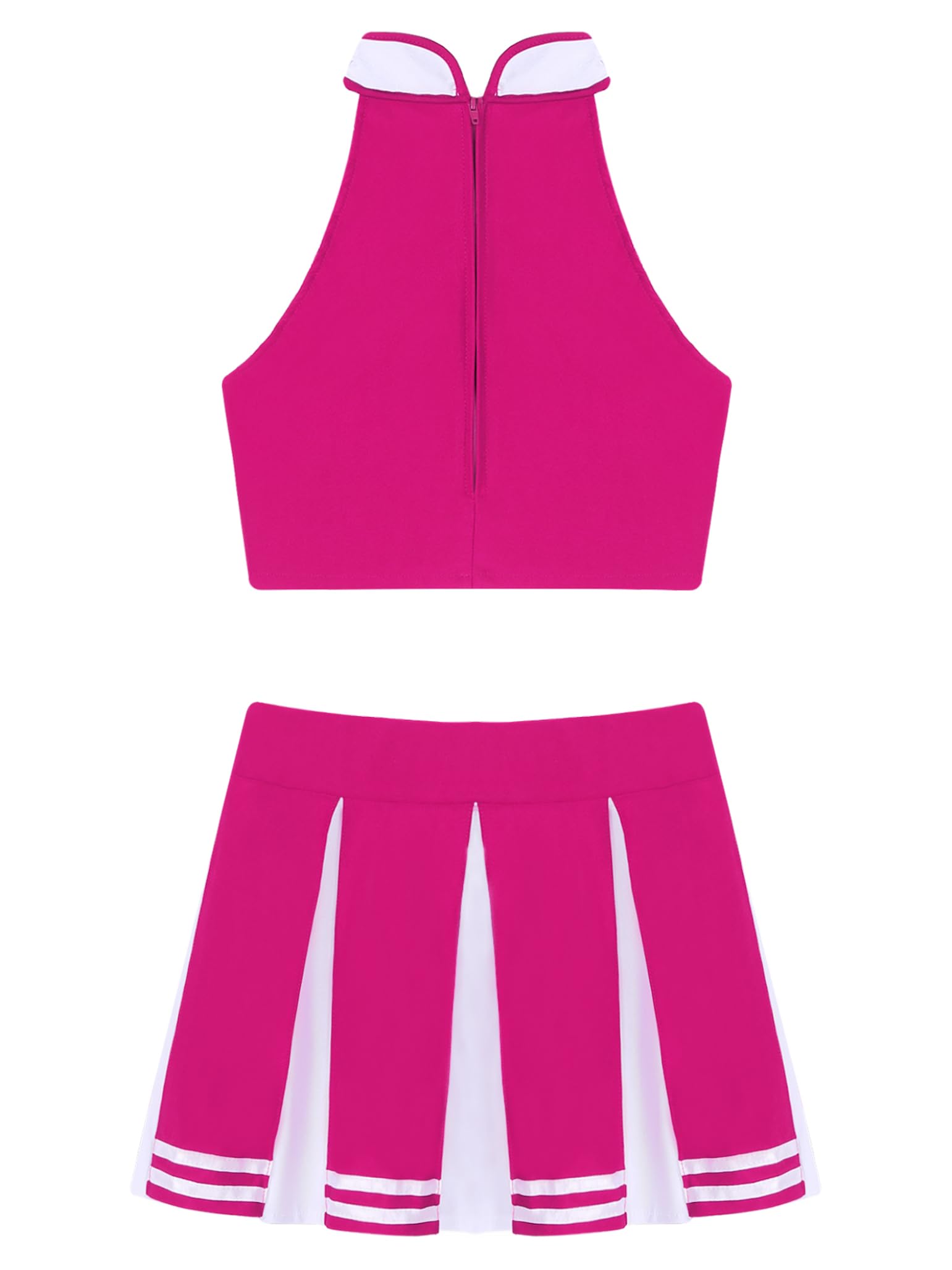 Cheerleader Costume - Women's Crop Top with Pleated Mini Skirt Uniform