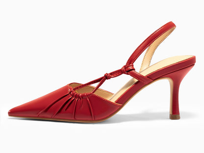 Coutgo Womens Slingback Kitten Heels Closed Pointed Toe Pumps D'Orsay Wedding Party Dress Shoes, Red, Size 8.5