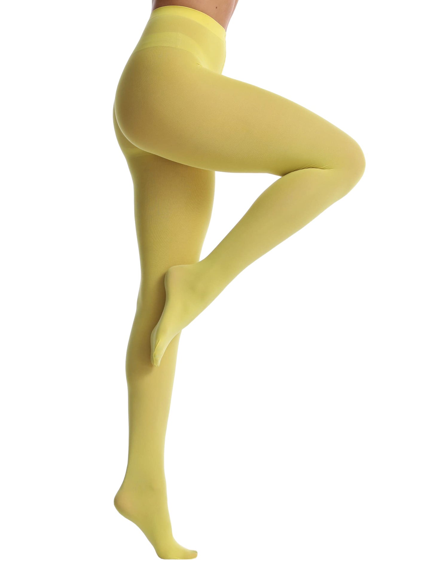 Women's 80 Den Opaque Tights - Soft Microfiber Pantyhose with 3D Stretch Technology Yellow