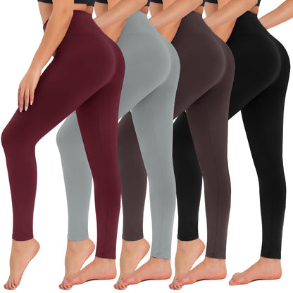 4 Pack High Waisted Leggings for Women - Tummy Control Yoga Pants Workout Set