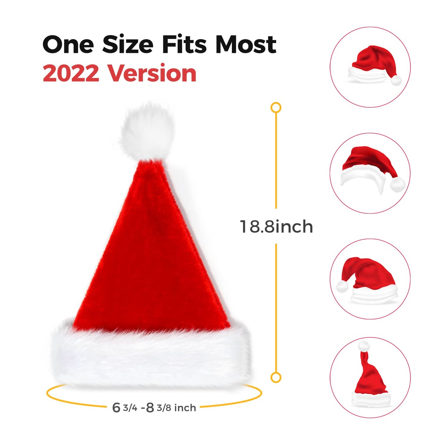 BOSONER Santa Hat: Christmas Hat Adult - Santa Hat for Women and Men - Led Santa Hat