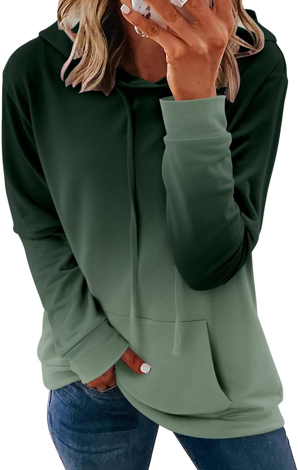 Pullover Hoodie - Tie Dye & Floral Print Hooded Sweatshirt with Pockets A A-grassy