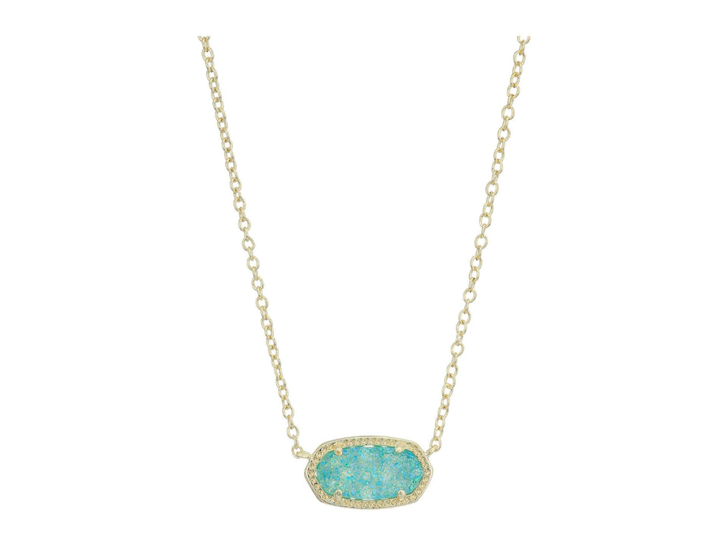 Kendra Scott Elisa Pendant Necklace - 14k Gold Plated Delicate Fashion Jewelry for Women GOLD - BRIGHT AQUA DRUSY