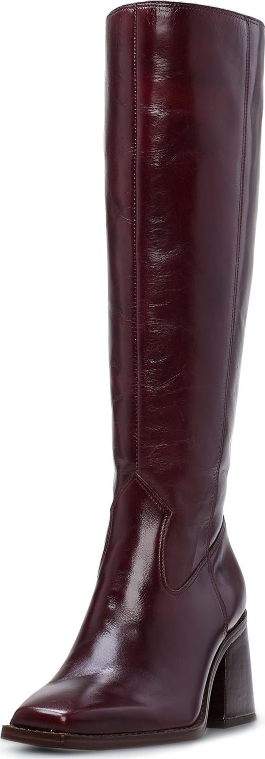 Vince Camuto Women's Sangeti Stacked Heel Knee High Boot Fashion, Dark Mahogany, 7.5