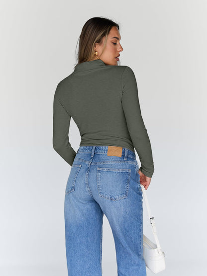Women's Turtleneck Long Sleeve Shirts - Basic Thermal Underwear Tops