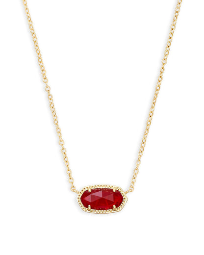 Kendra Scott Elisa Pendant Necklace - 14k Gold Plated Delicate Fashion Jewelry for Women GOLD - RUBY RED CLEAR GLASS