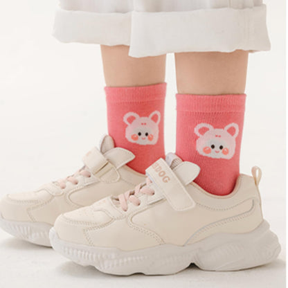 Girls Cotton Crew Socks 5 Pack - Cartoon Bunny Animal Socks for Kids Ages 2-12