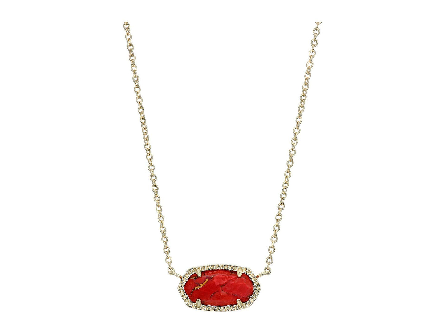 Kendra Scott Elisa Pendant Necklace - 14k Gold Plated Delicate Fashion Jewelry for Women GOLD - BRONZE VEINED RED MAGNESITE